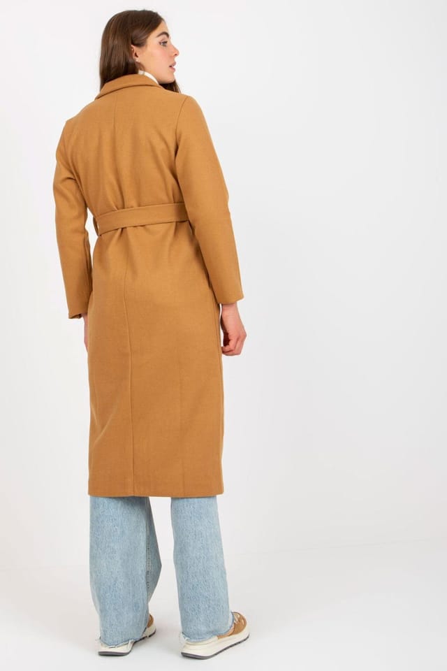 Love Lace Love Lace Women's Fully Lined Tie Belt Coat in Camel - 3
