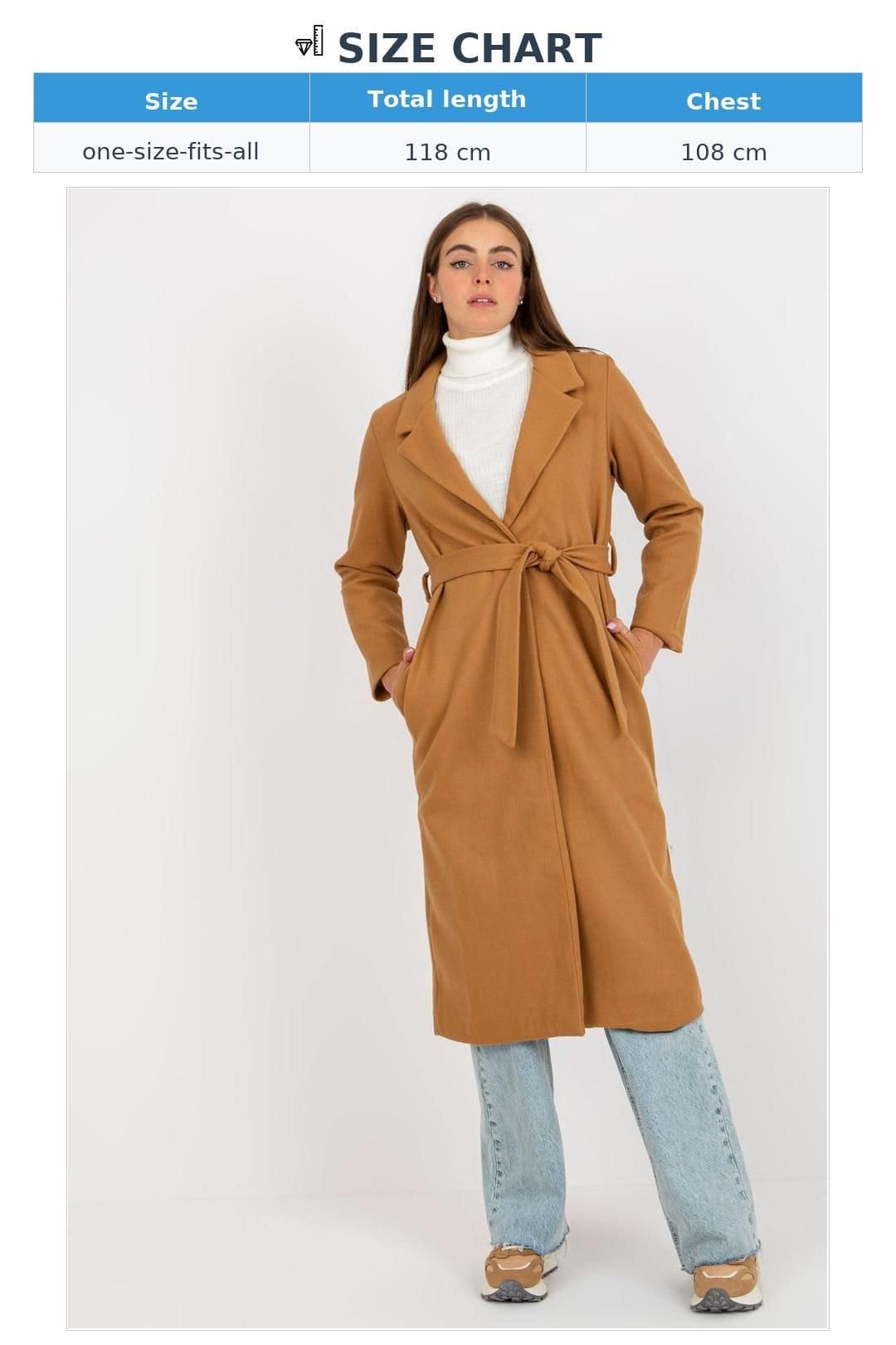 Love Lace Love Lace Women's Fully Lined Tie Belt Coat in Camel - 4