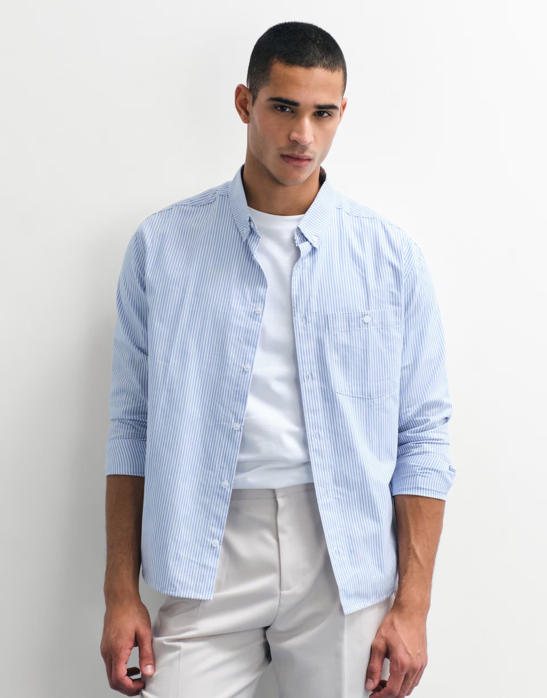 ASOS ASOS DESIGN relaxed oxford stripe shirt in blue