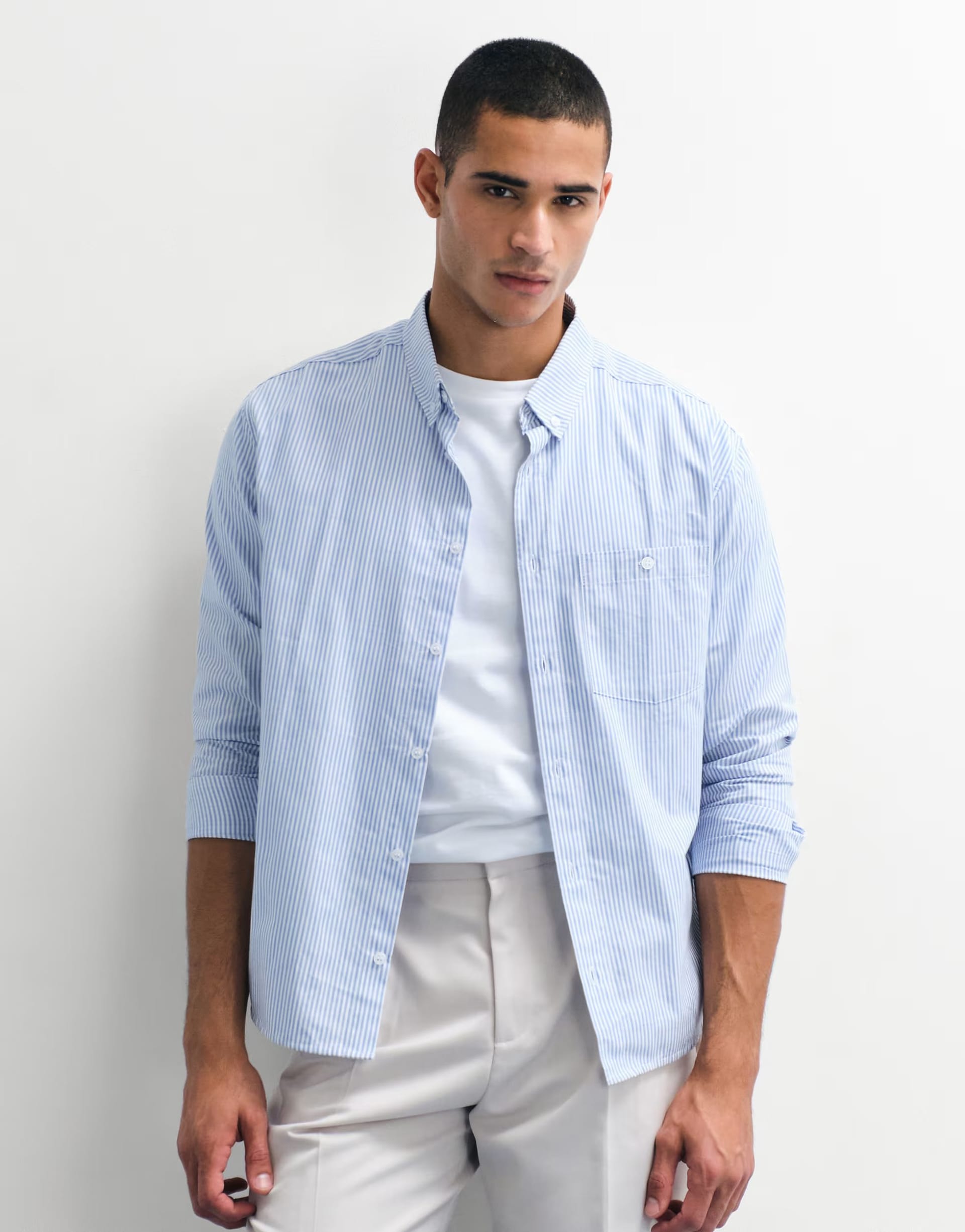 ASOS DESIGN relaxed oxford stripe shirt in blue