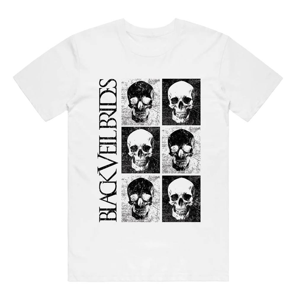 Black Veil Brides Black Veil Brides Men's Skulls Back Print T-Shirt in White - 2