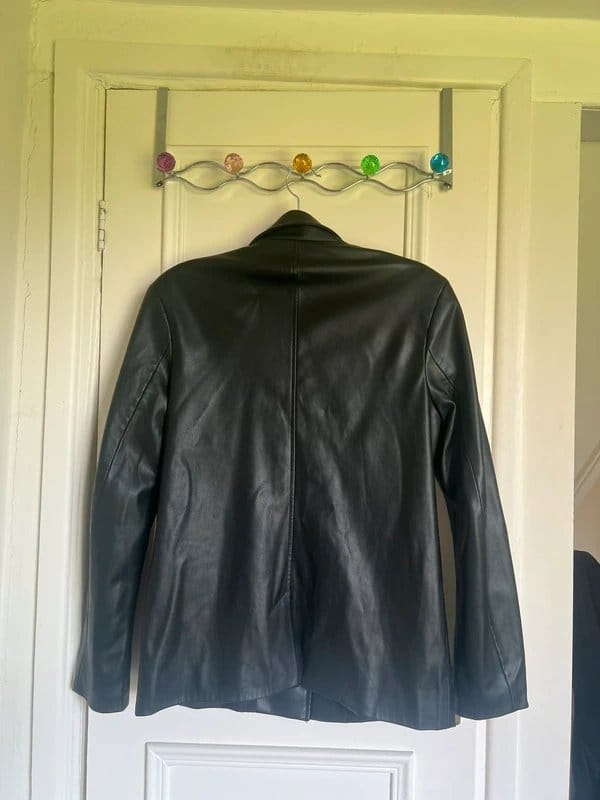 Bershka Black Leather Oversized Blazer