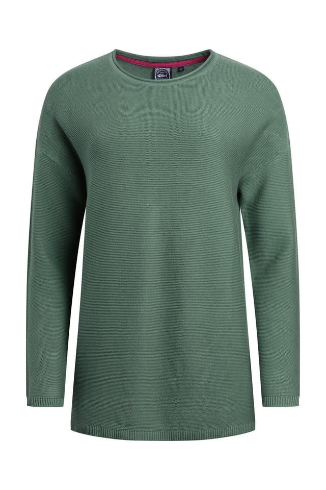 Weird Fish Weird Fish Women's Dalla Knitted Crew Neck Jumper in Bottle Green - 2