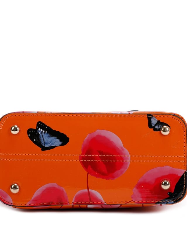 Fontanella Fashion Fontanella Fashion Women's Amapola 2IN1 Poppy Flower & Buttlefly Bucket Shaped Top-Handle Bag With Purse Set in Orange - 3