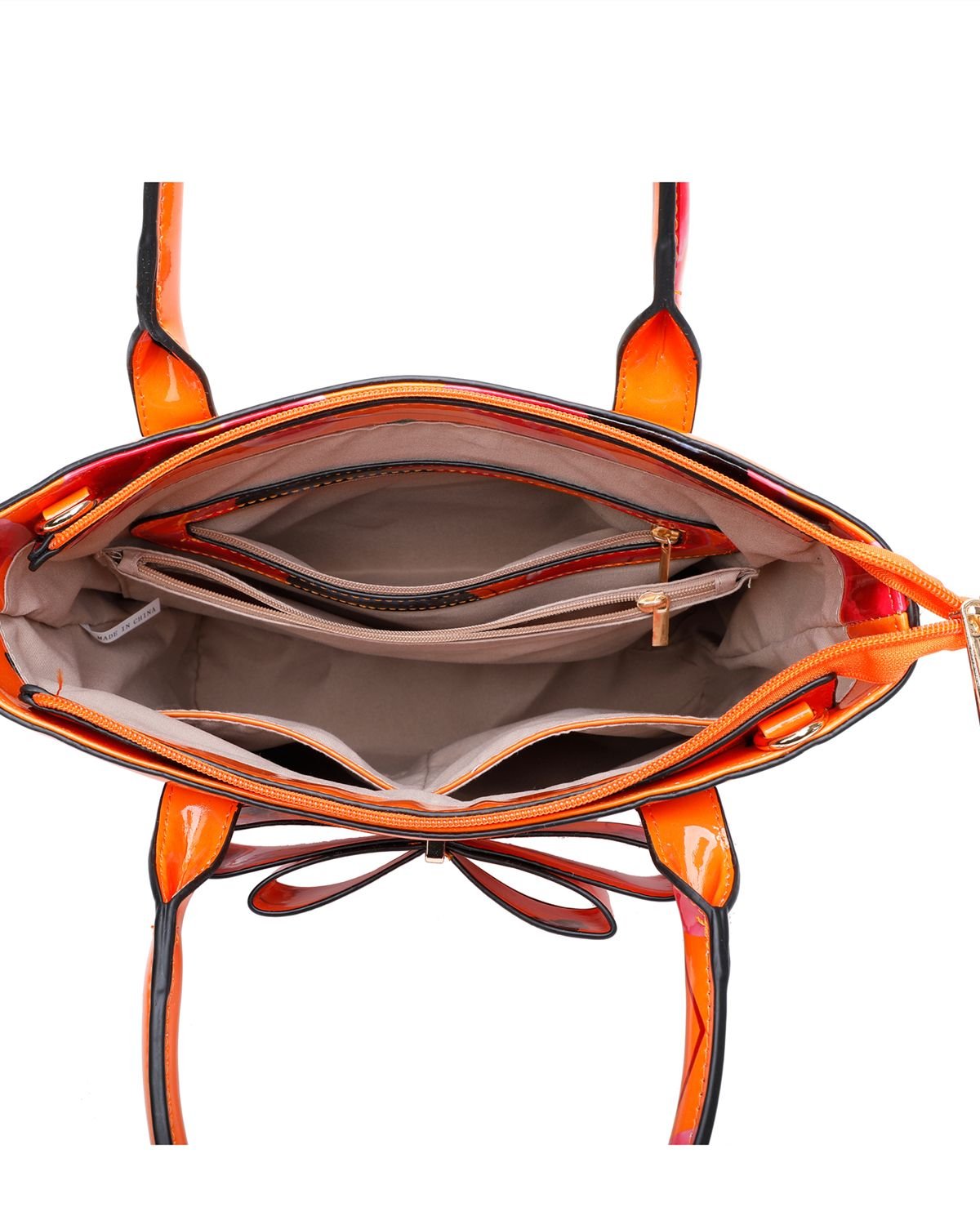 Fontanella Fashion Fontanella Fashion Women's Amapola 2IN1 Poppy Flower & Buttlefly Bucket Shaped Top-Handle Bag With Purse Set in Orange - 4