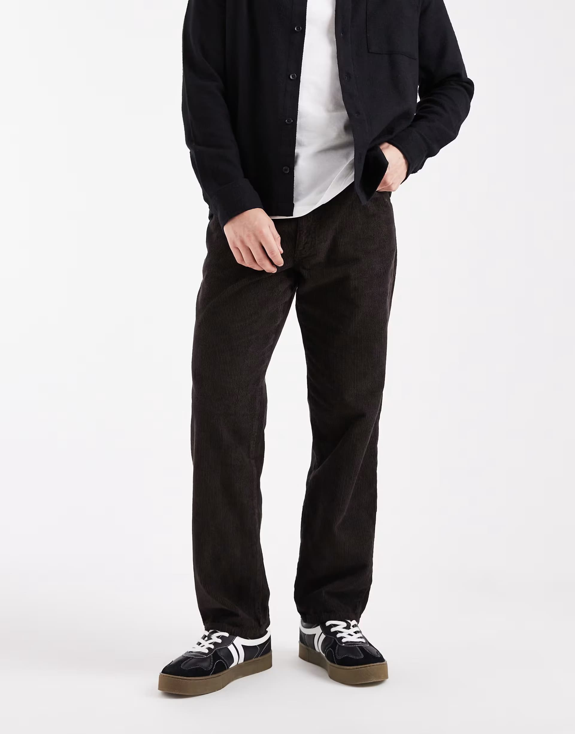 ASOS ASOS DESIGN straight cargo trousers in brown corduroy