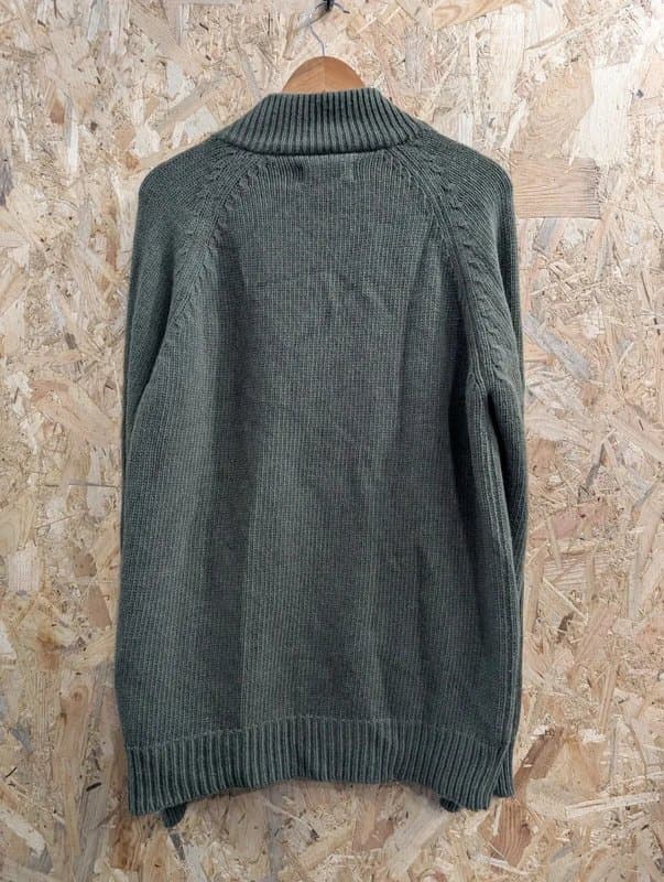 Barbour Barbour Land Rover Zip Cardigan Mens Large Olive Green Wool Knit Full Zip Jumper