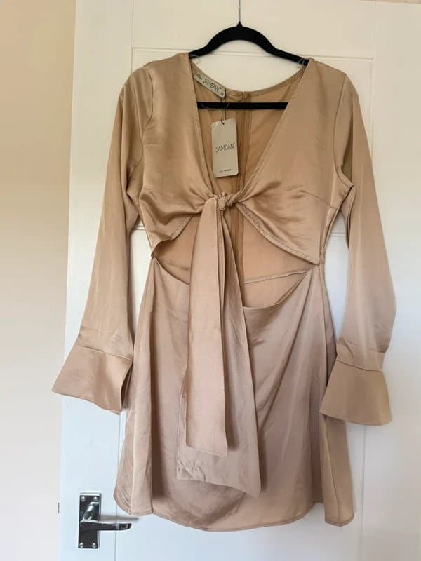 Zara Beige Summer Dress S/UK 8-10