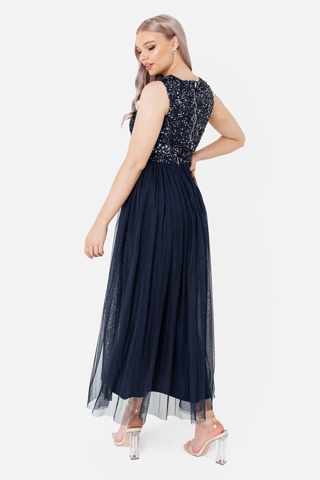 Maya Deluxe Maya Deluxe Women's Embellished Midaxi Dress in Navy - 3