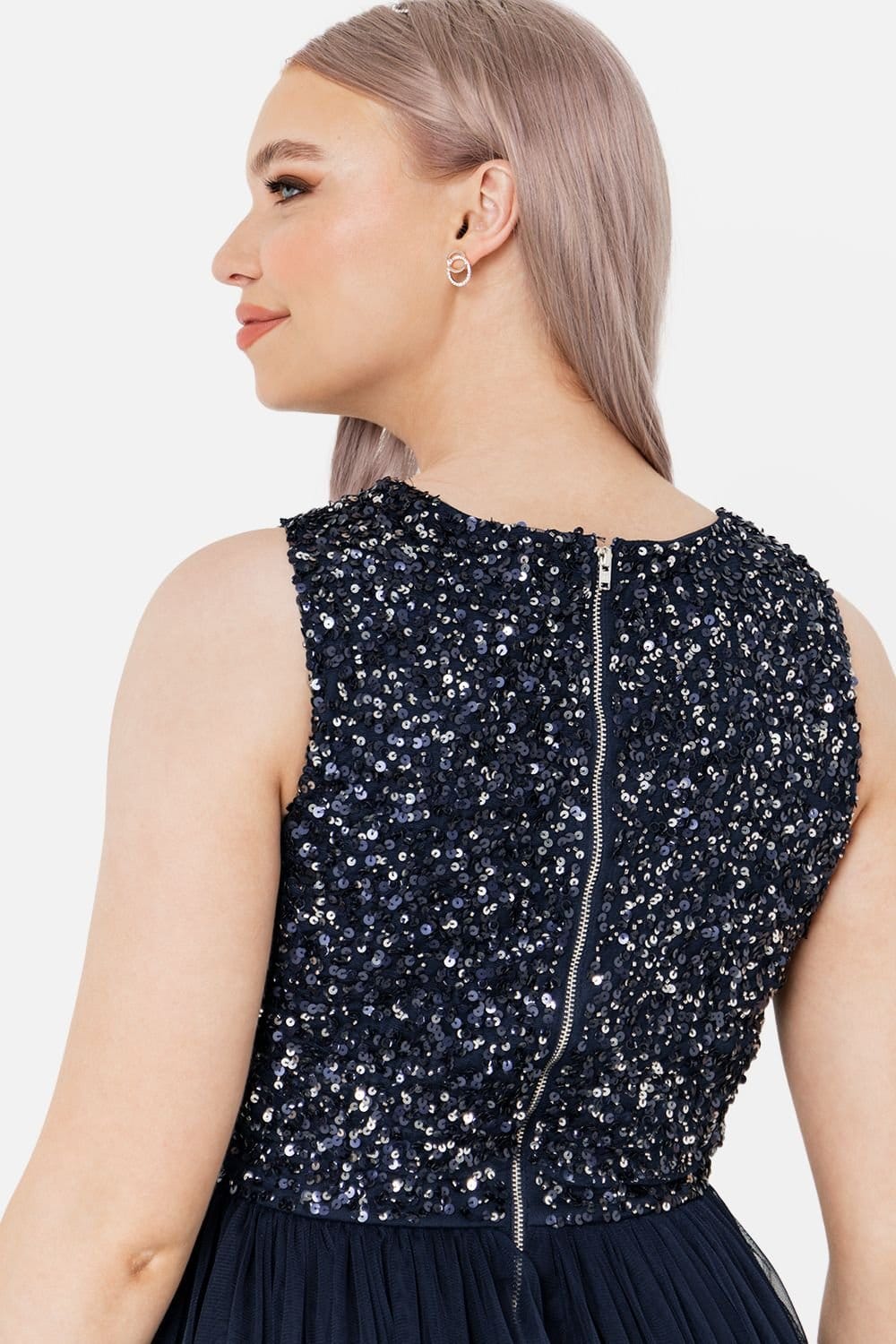 Maya Deluxe Maya Deluxe Women's Embellished Midaxi Dress in Navy - 4