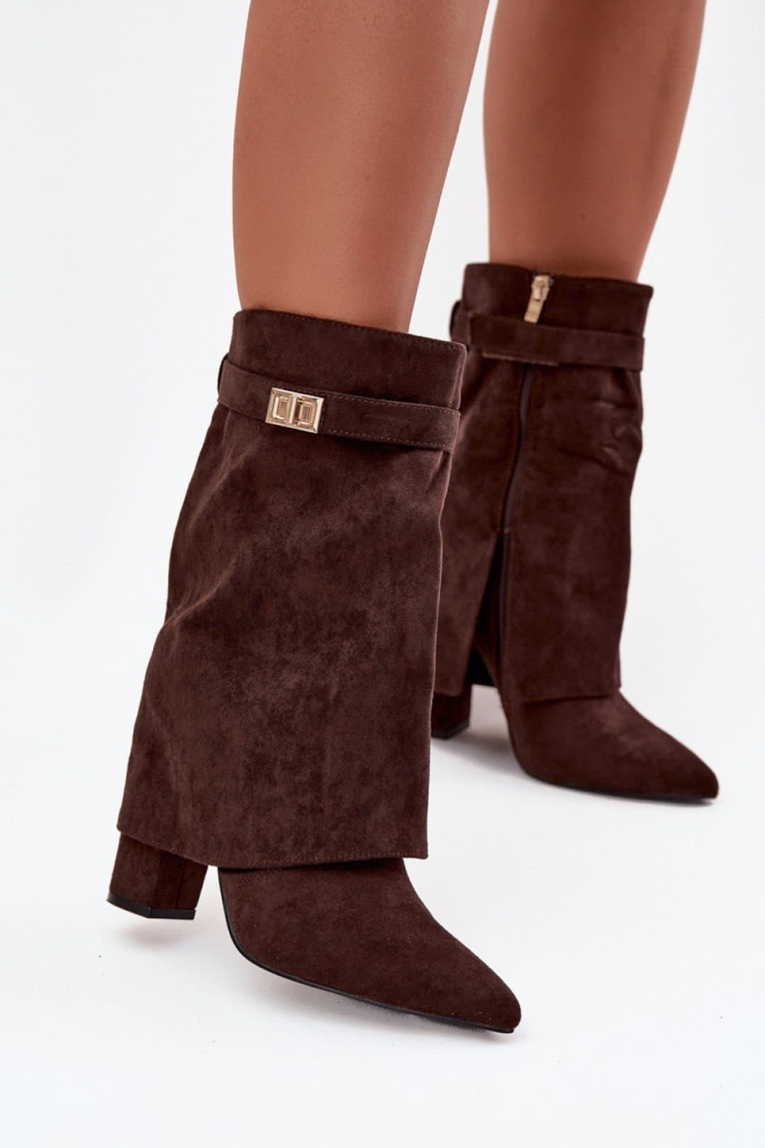 Love Lace Love Lace Brown Suede Ankle Boots With Rolled Cuff
