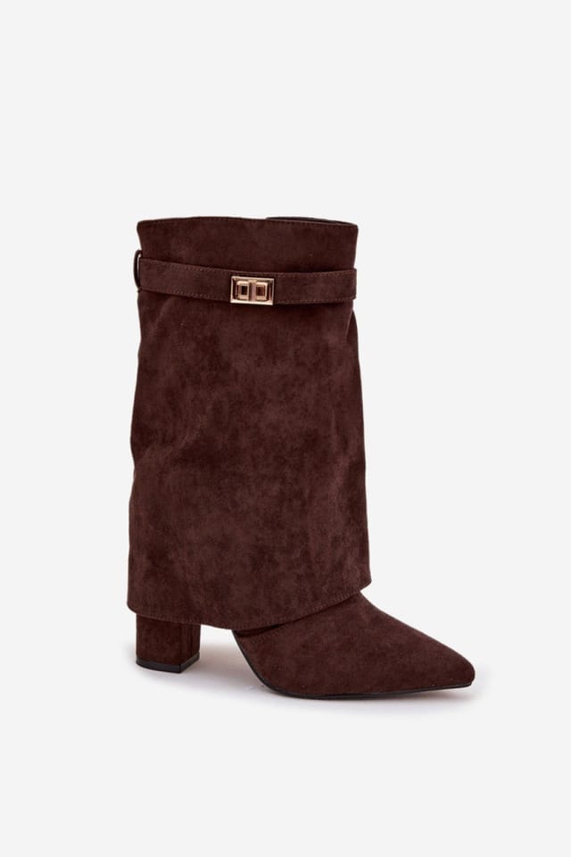 Love Lace Love Lace Women's Elegant Rolled Cuff Ankle Boots With Pointed Toe Zip Closure in Brown - 2