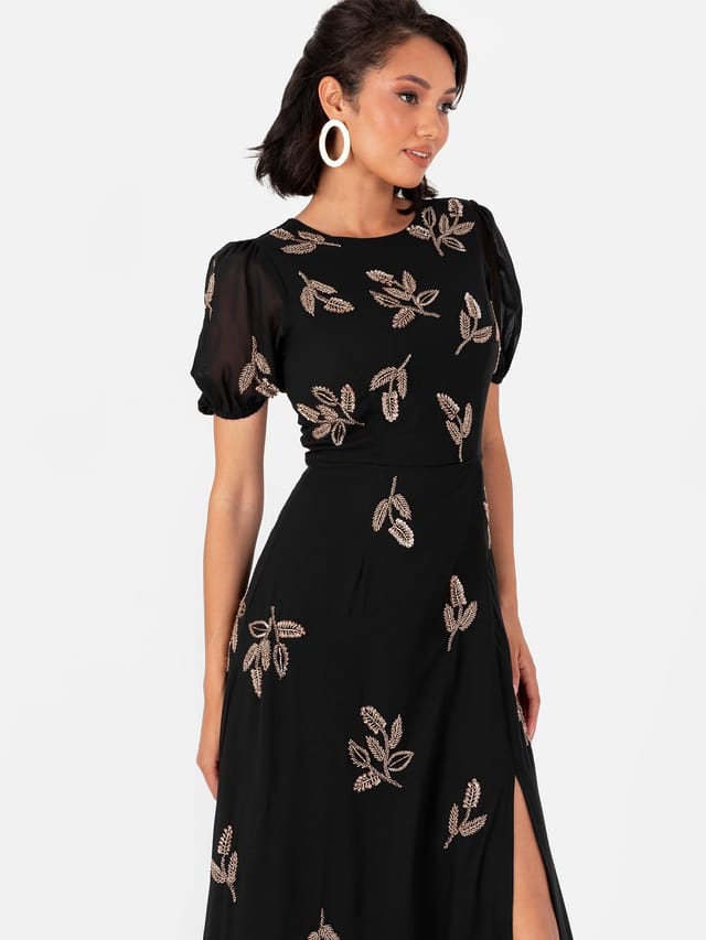 Maya Deluxe Maya Deluxe Women's Embellished Open Back Maxi Dress in Black - 2