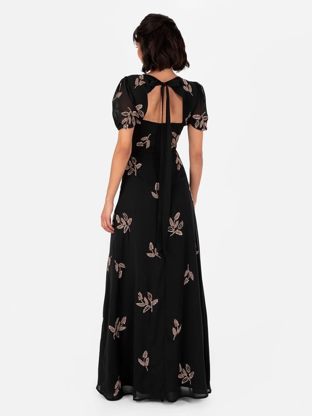 Maya Deluxe Maya Deluxe Women's Embellished Open Back Maxi Dress in Black - 3