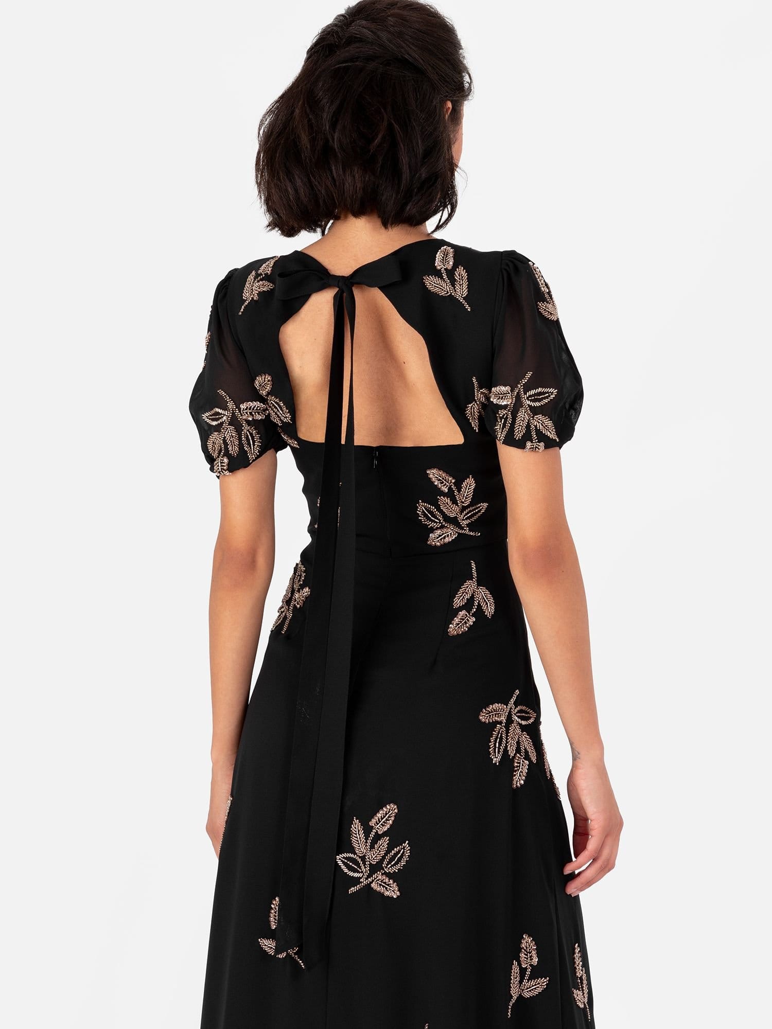 Maya Deluxe Maya Deluxe Women's Embellished Open Back Maxi Dress in Black - 4