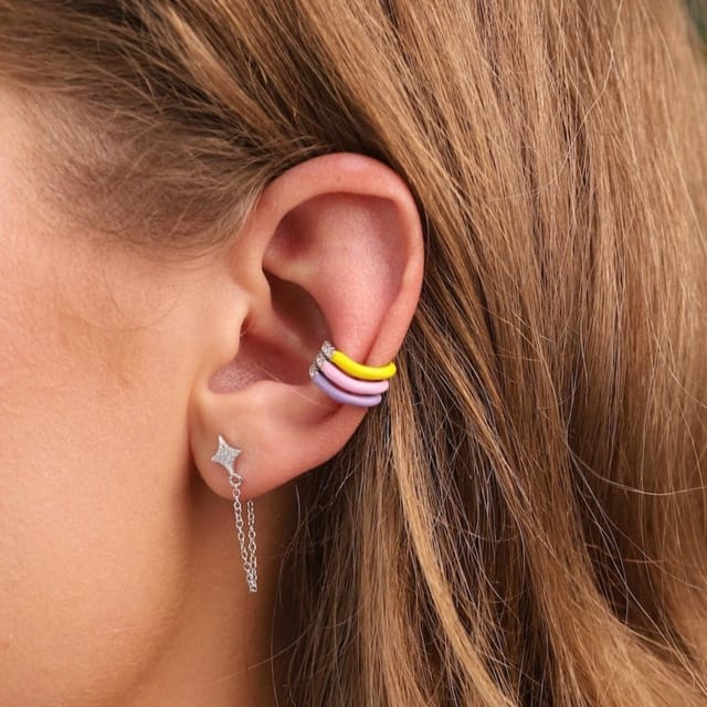 Gold Trip Gold Trip Women's Rainbow Wave Enamel Ear Cuff Set - 3