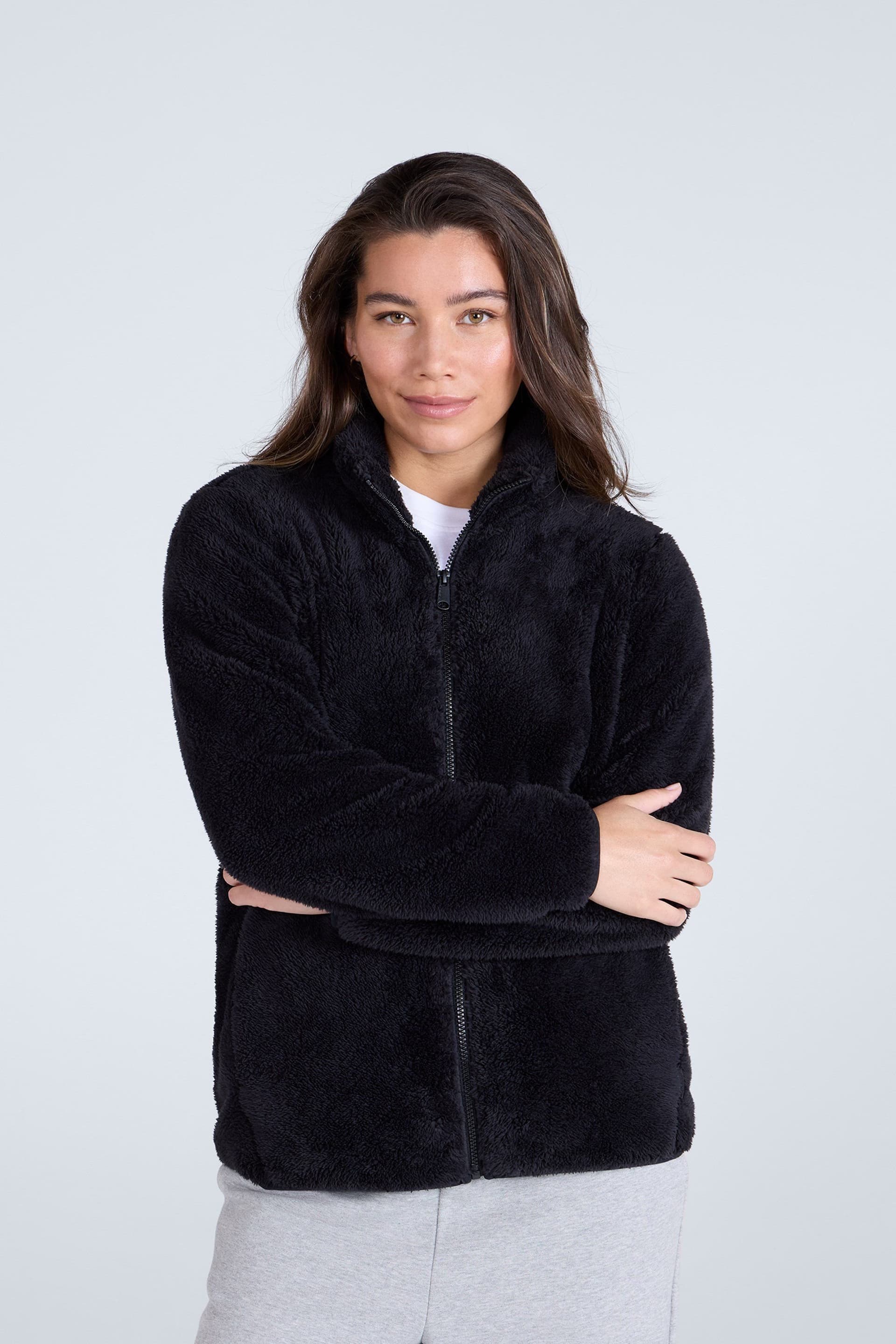 Animal Animal Women's 'Teddy' Warm Comfortable Soft Outdoor Casual Full Zip Fleece Jumper in Jet Black