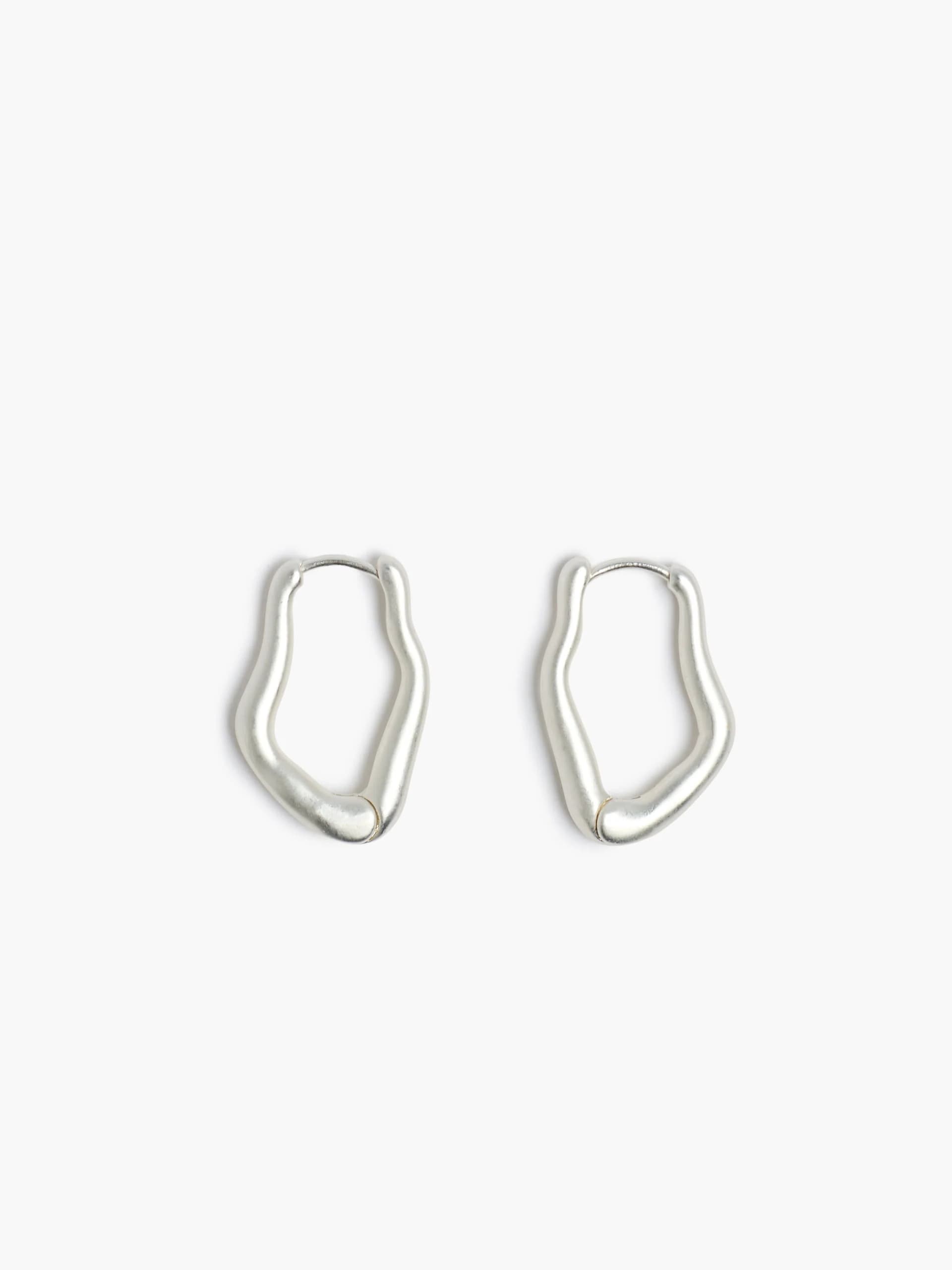 French Connection Irregular Hoop Earrings Silver