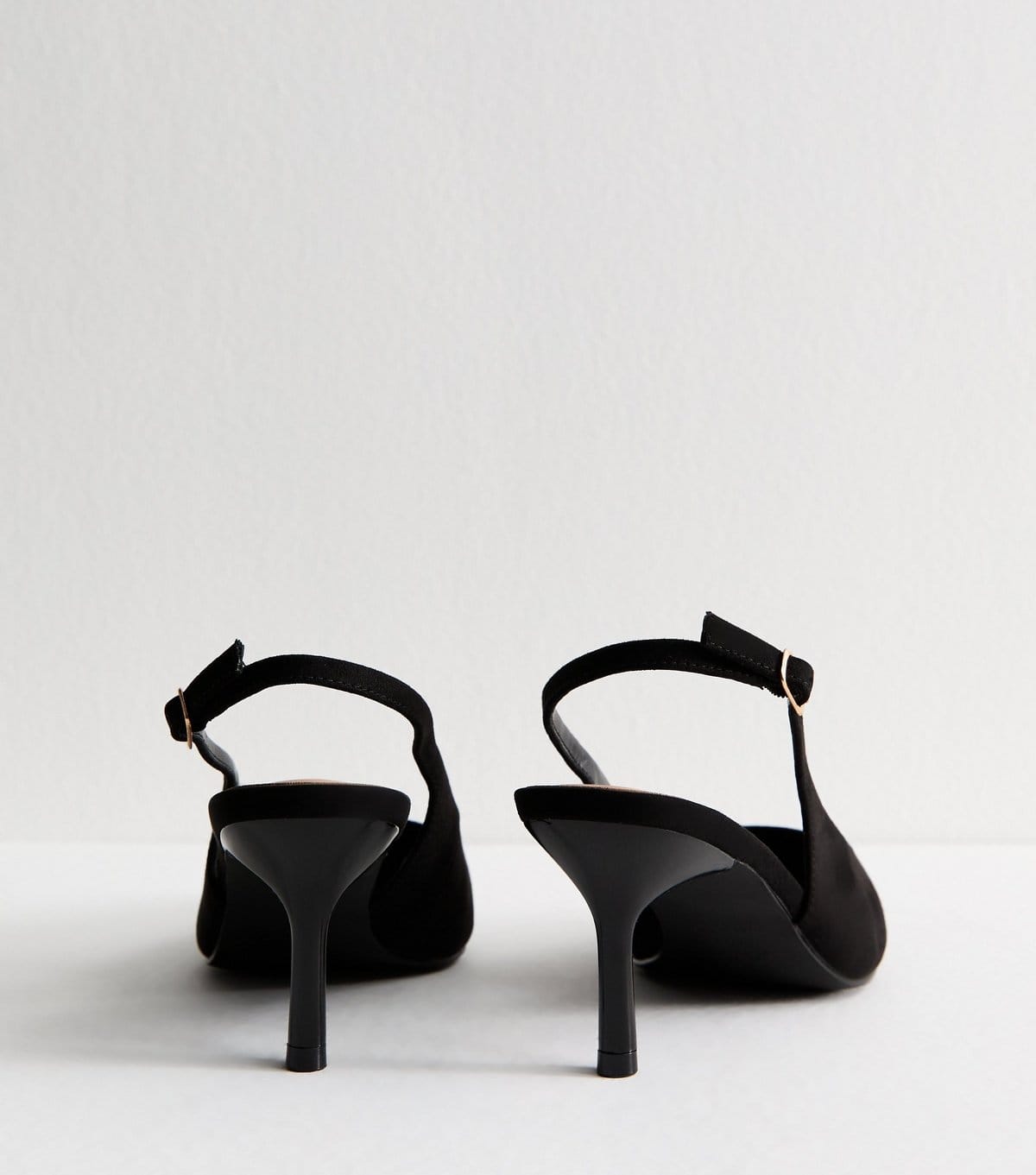 New Look Women's Black Faux Suede Slingback Court Shoes Vegan New Look - 4