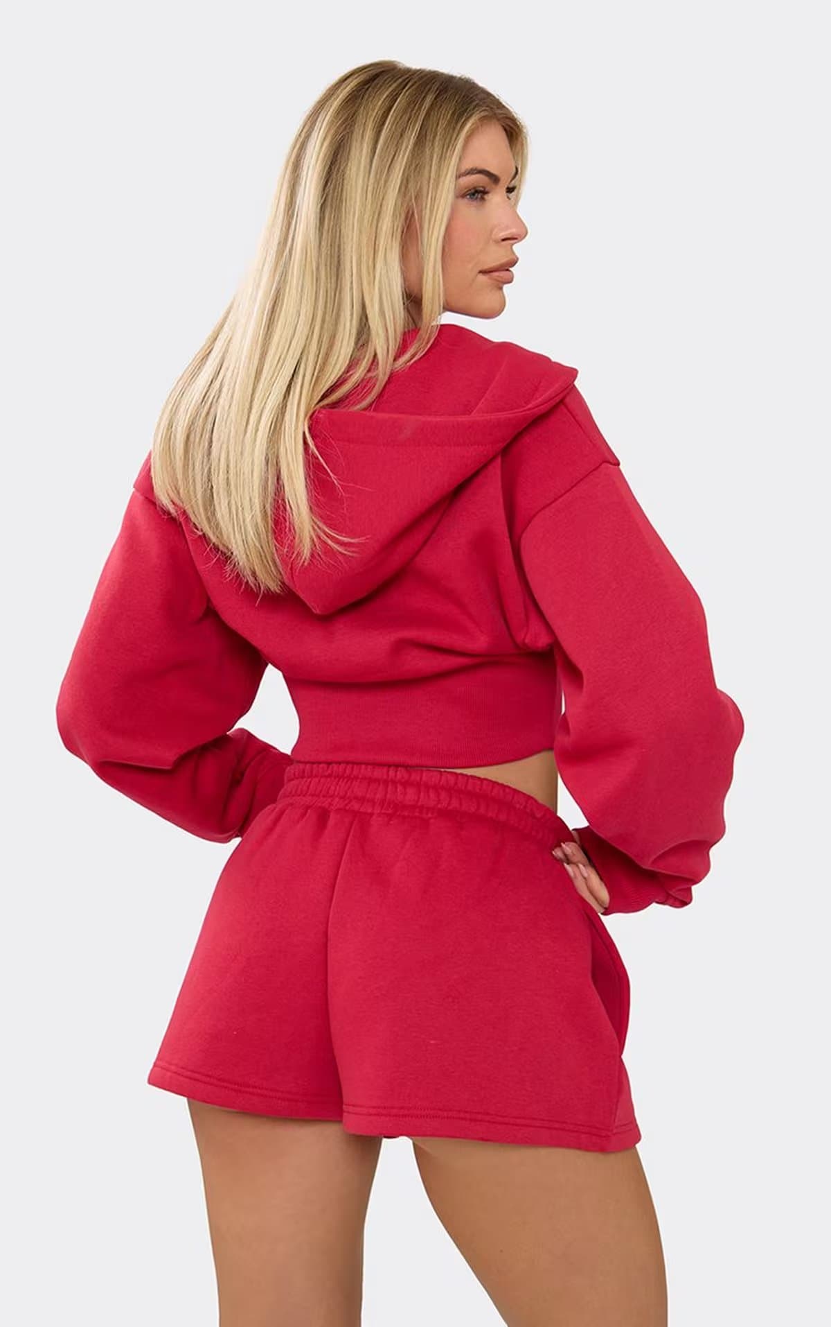 EGO EGO Red Sweat Mid Rise Shorts For Women