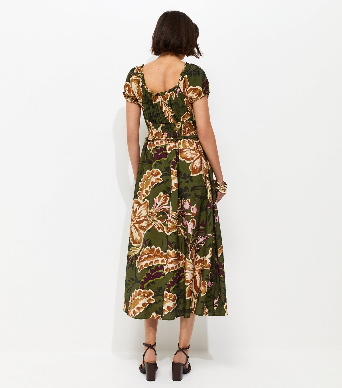 New Look Women's Green Paisley Pattern Shirred Waist Midi Dress New Look - 4