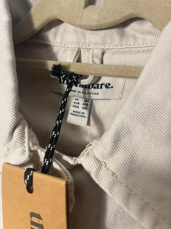 Threadbare Ecru Cropped Denim Waistcoat - Size 14