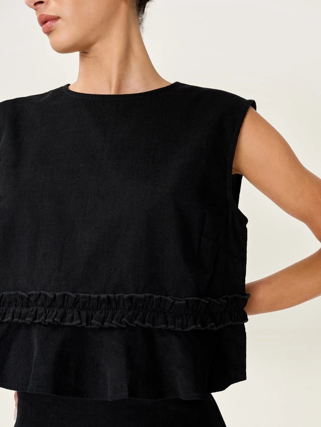 OMNES Dori Cord Top in Black - 3