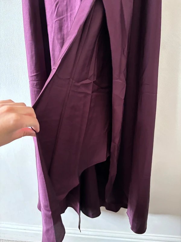 ASOS ASOS scoop neck satin drape overlay maxi dress in burgundy Size 14 - 1