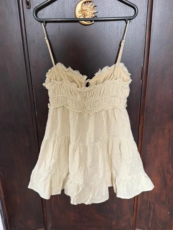 Bershka Bershka Cream Boho Tiered Mini Dress/Long Top