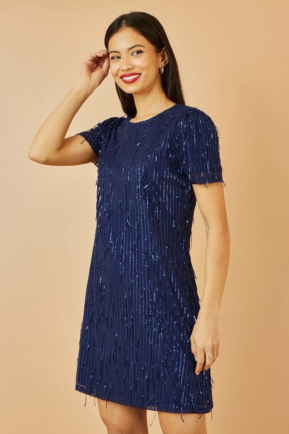 Yumi Yumi Women's Navy Dripping Sequin Tunic Dress - 3