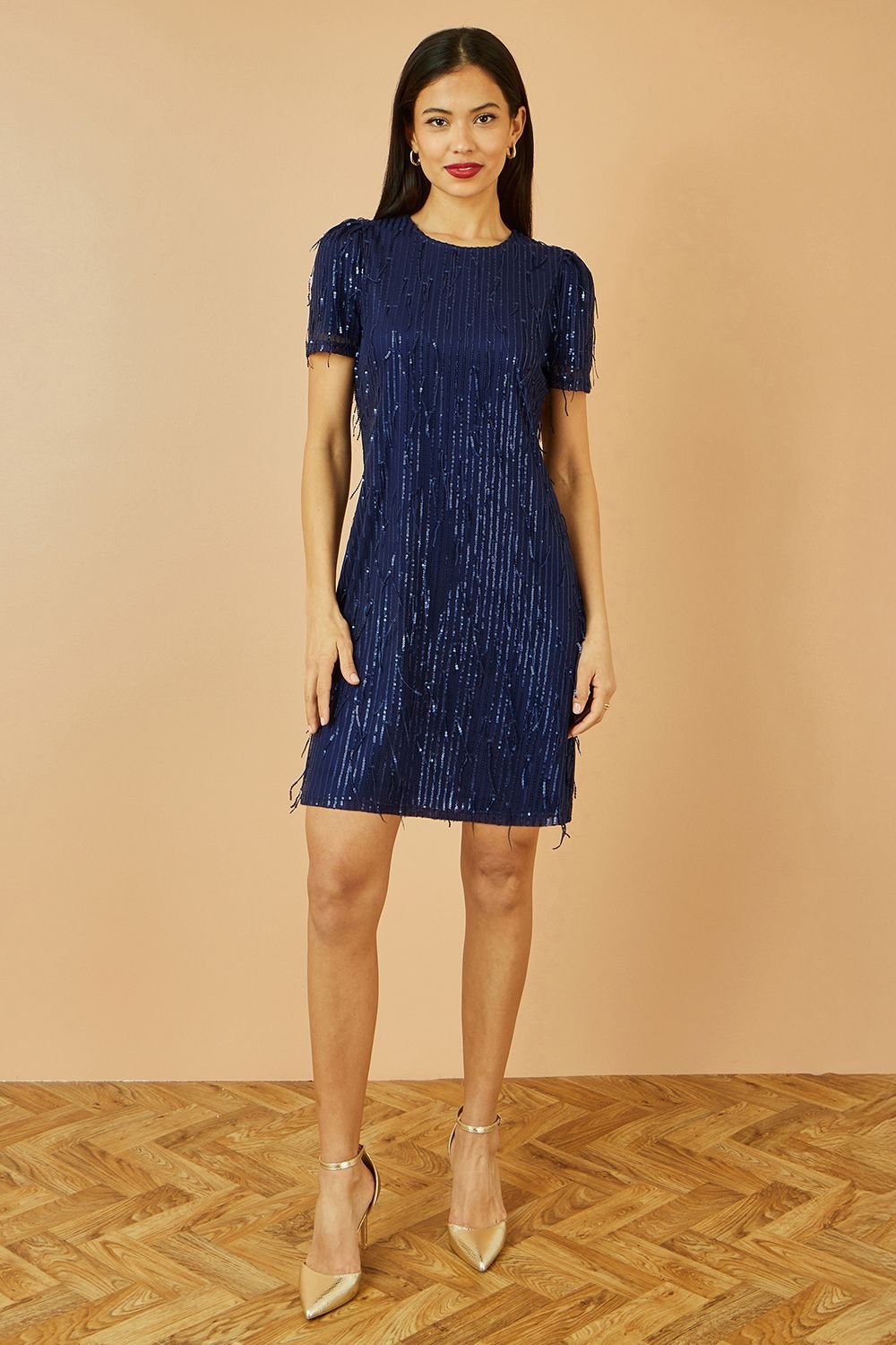 Yumi Yumi Women's Navy Dripping Sequin Tunic Dress - 4
