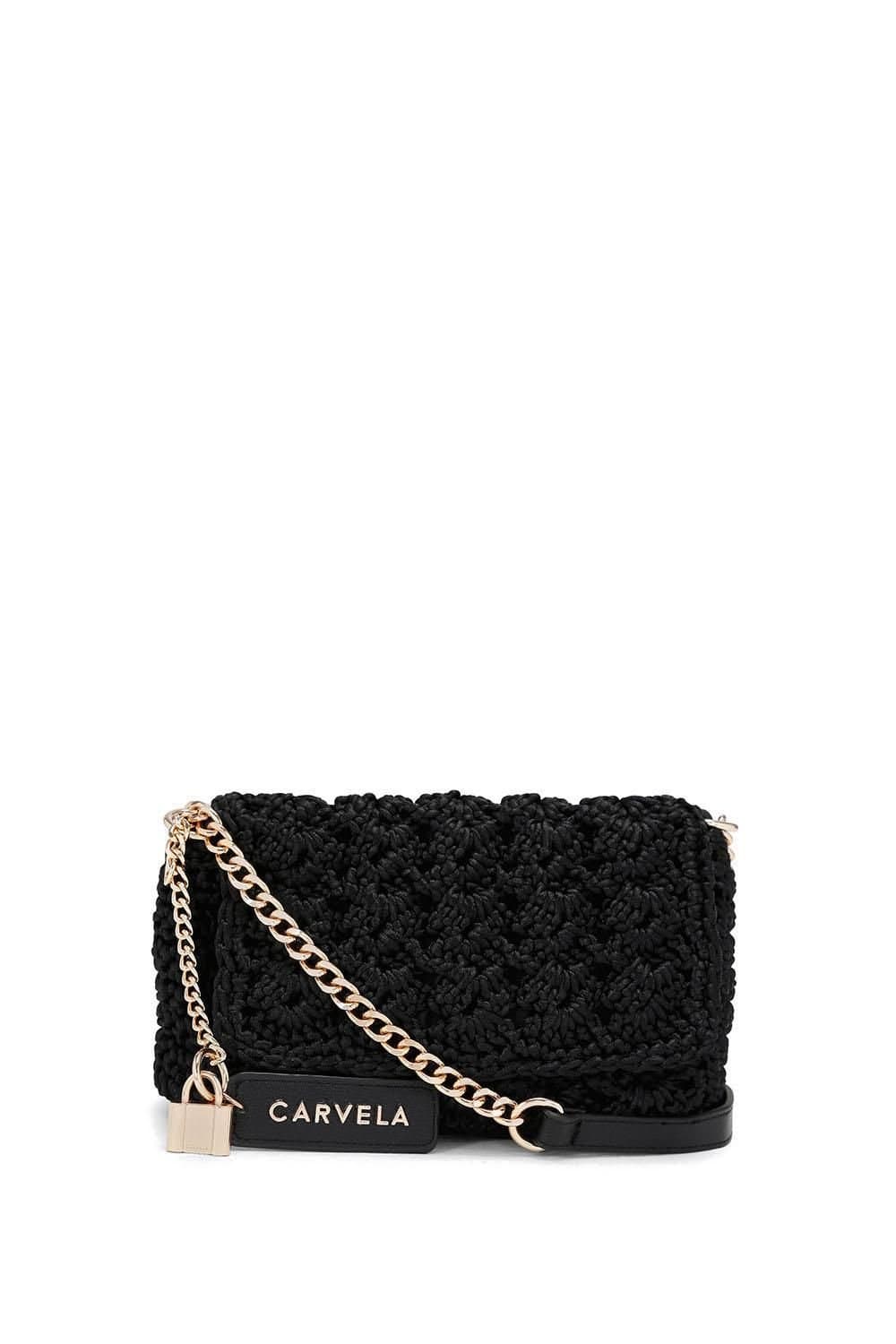 Carvela Carvela Black Satin Crossbody Bag with Gold Charms