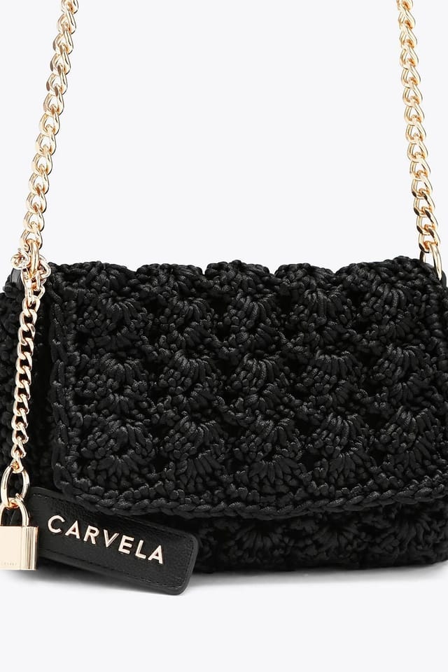 Carvela Carvela Women's 'Valeria Crossbody Bag' Silk Blend in Black - 2
