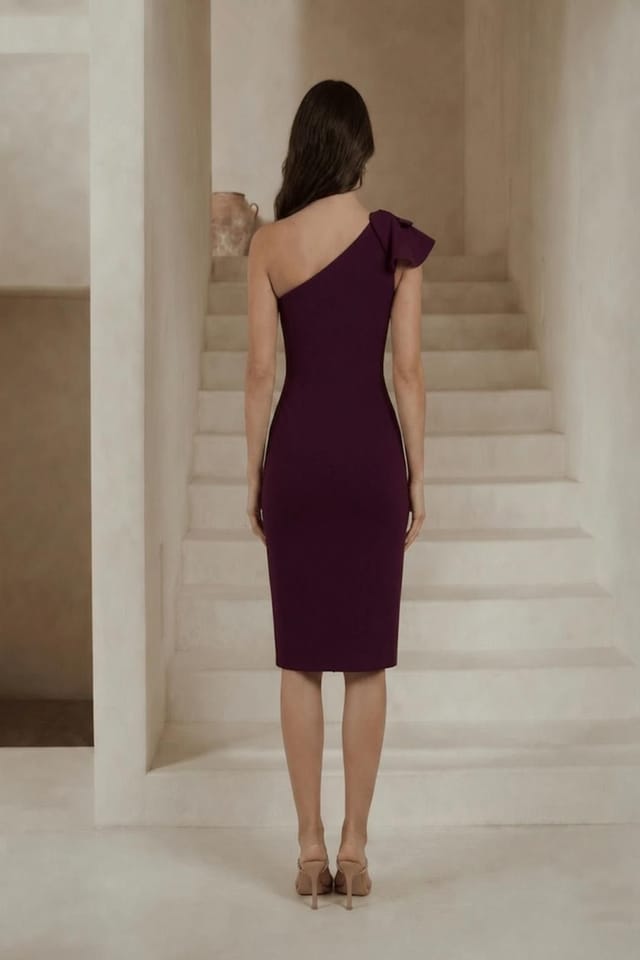 chi chi london Chi Chi London Women's One Shoulder Wrap Detail Midi Dress in Purple - 3