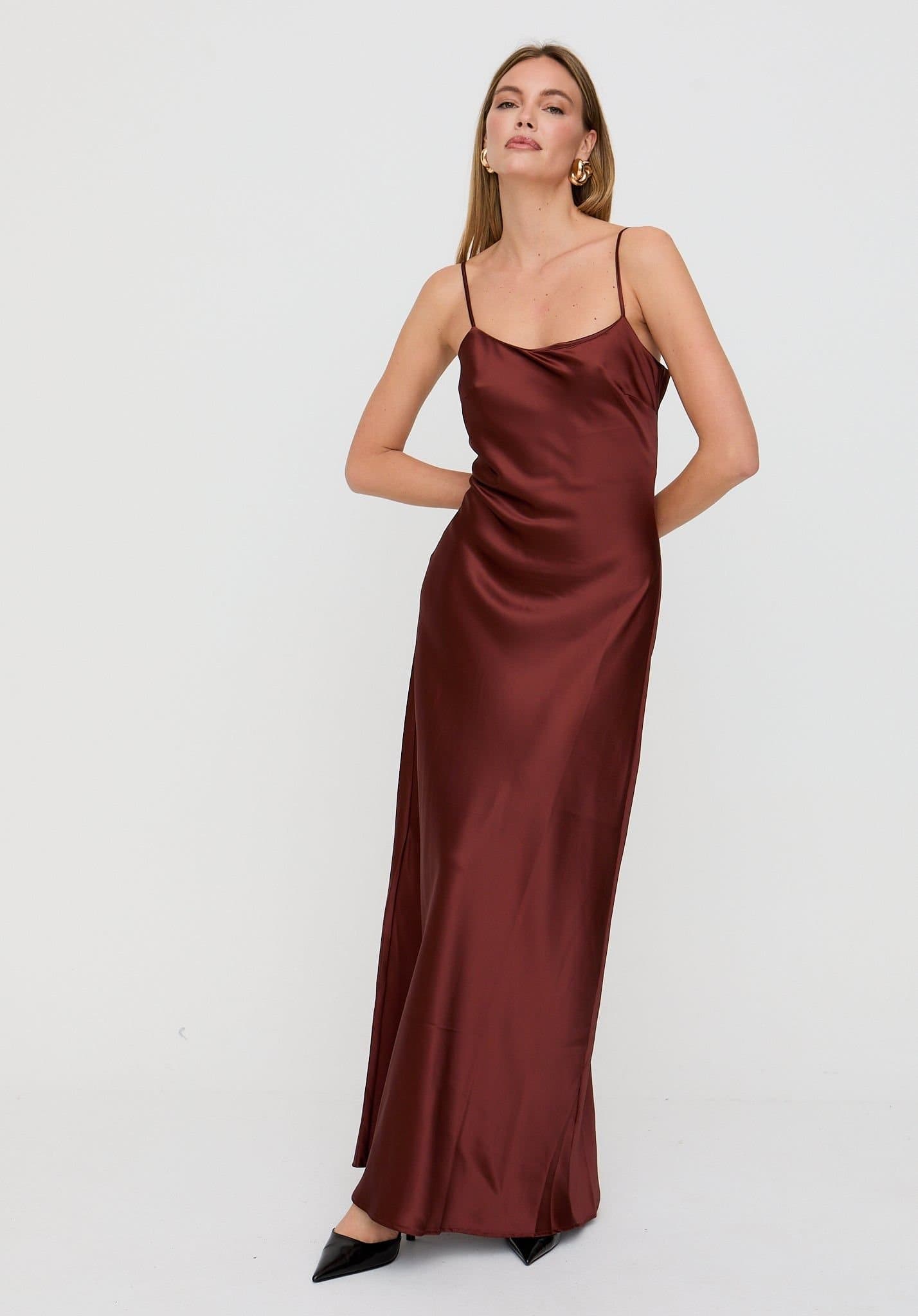 Lily and Lionel Lily and Lionel Women's Roxy Spaghetti Strap Maxi Dress In Blue in Chocolate