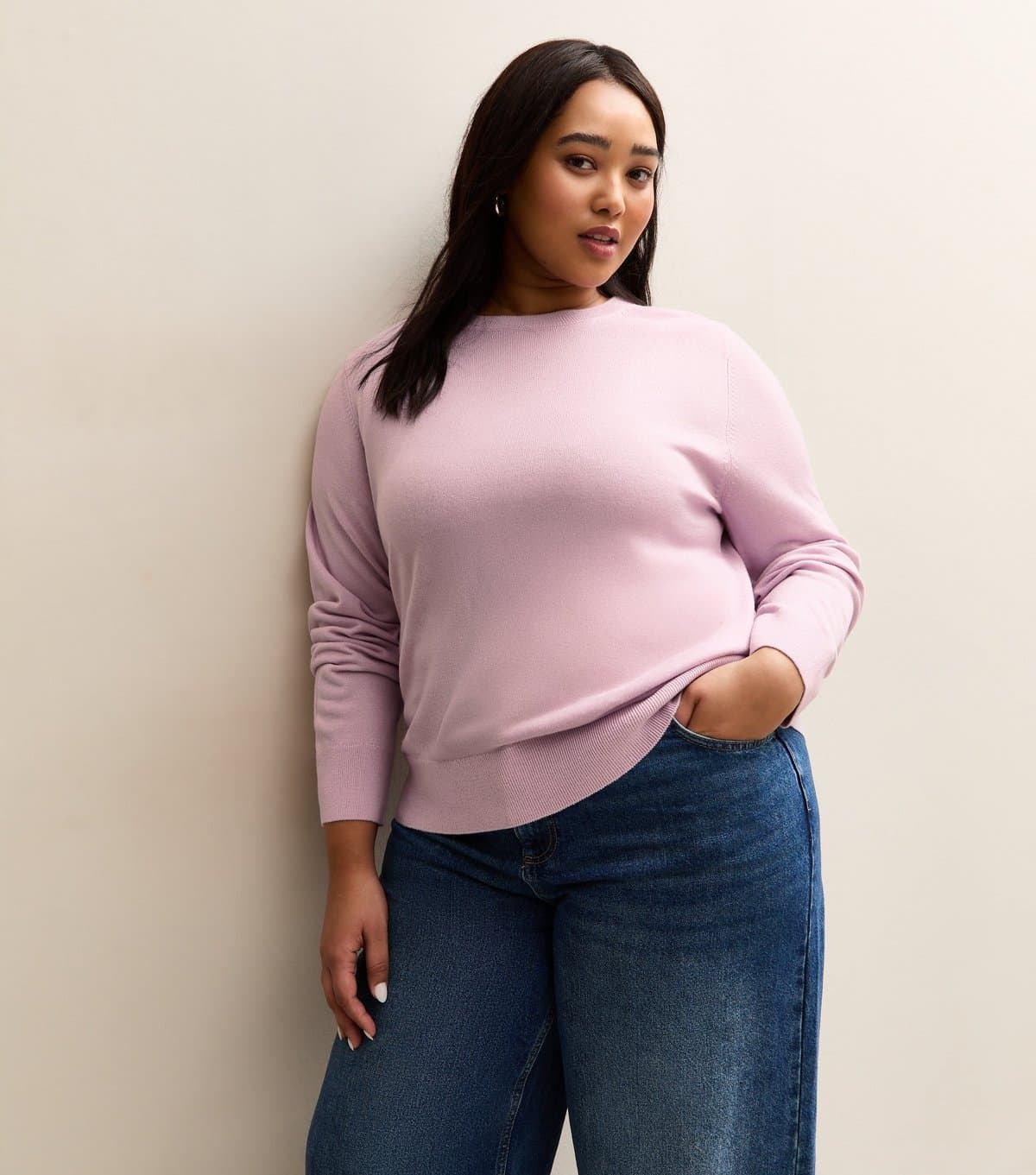New Look Women's Plus Size Lilac Crew Neck Jumper Curves New Look