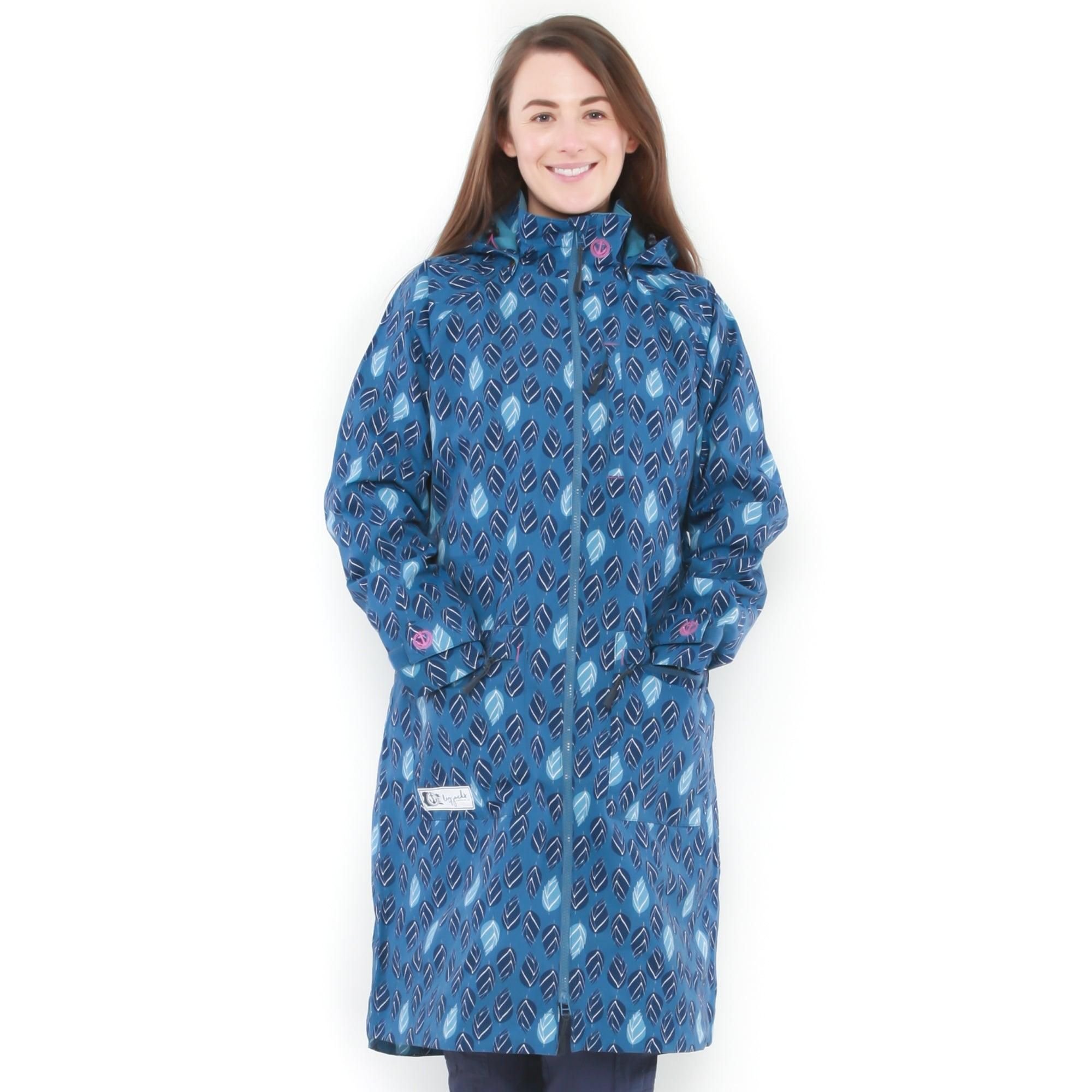 Lazy Jacks Lazy Jacks Women's Printed Long Waterproof Jacket in Blue - 2