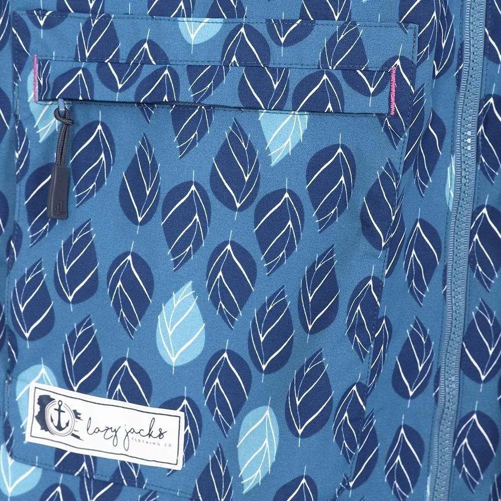 Lazy Jacks Lazy Jacks Women's Printed Long Waterproof Jacket in Blue - 4