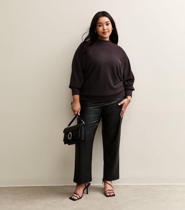 New Look Women's Plus Size Dark Purple High Neck Batwing Jumper Curves New Look - 3