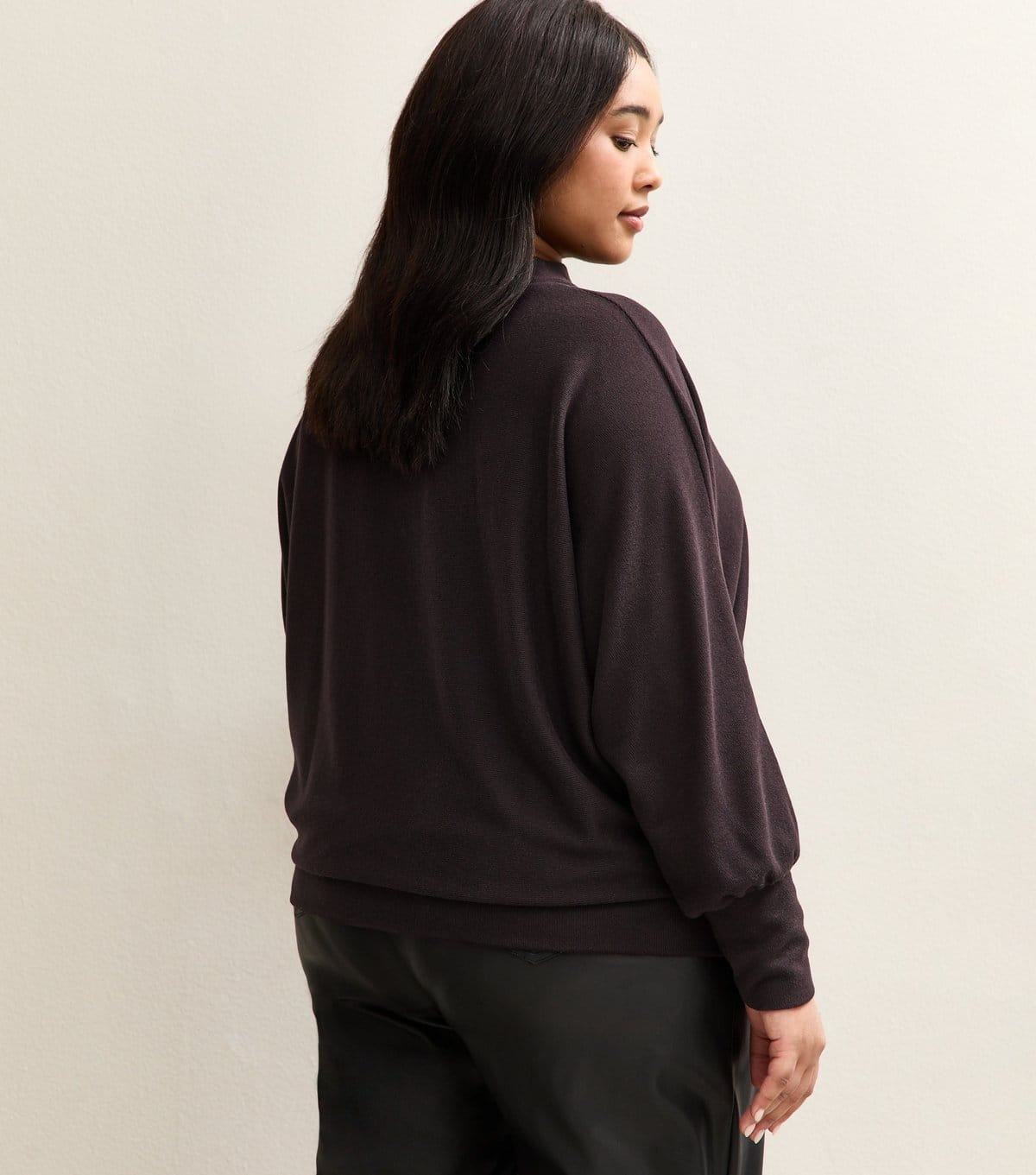 New Look Women's Plus Size Dark Purple High Neck Batwing Jumper Curves New Look - 4