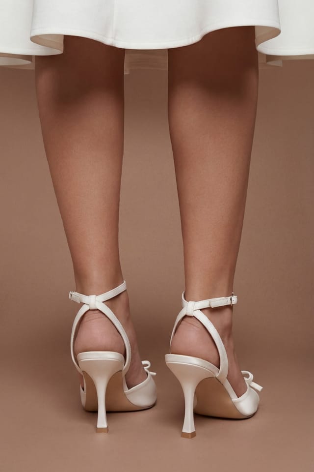 Coast Coast Women's Bridal Emma Satin Bow Detail High Heeled Sandals in White - 2