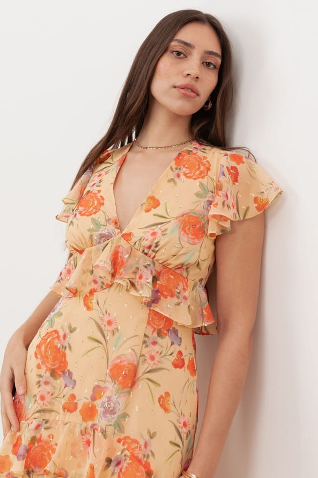 Anaya with Love Anaya with Love Women's Floral V Neck Ruffle Midi Dress - 3