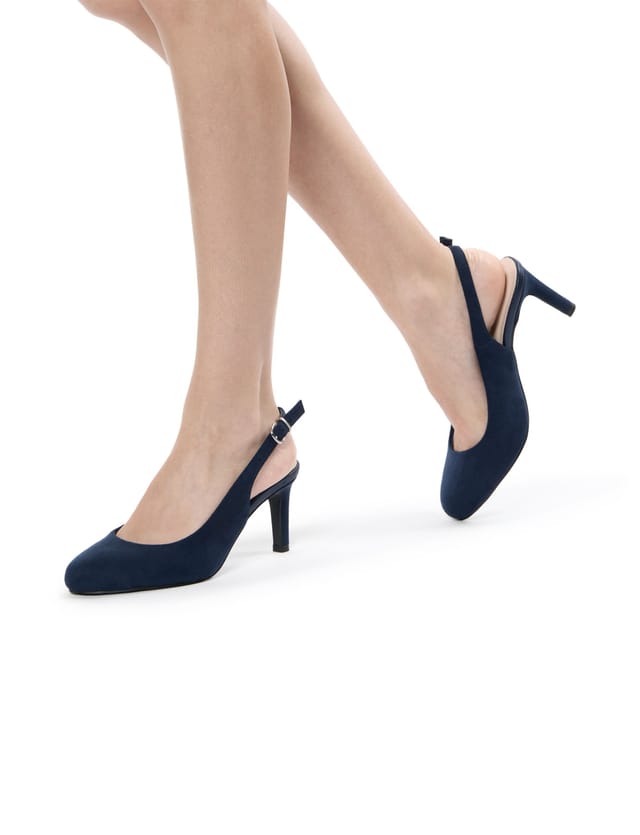 Paradox London Paradox London Women's Gertie' Wide Fit Round Toe Stiletto Heel Slingback Shoes in Navy - 2