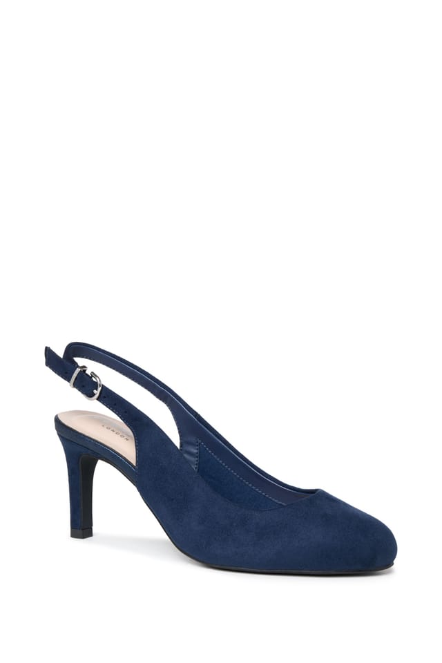Paradox London Paradox London Women's Gertie' Wide Fit Round Toe Stiletto Heel Slingback Shoes in Navy - 3