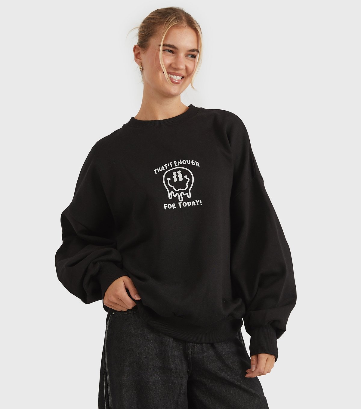 Skinnydip Women's Black Thats Enough for Today Logo Sweatshirt Skinnydip New Look - 3