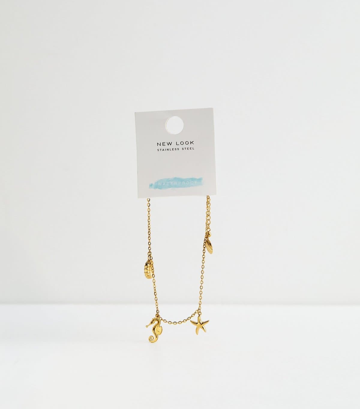 New Look Gold Tone Waterproof Coastal Charm Chain Anklet New Look