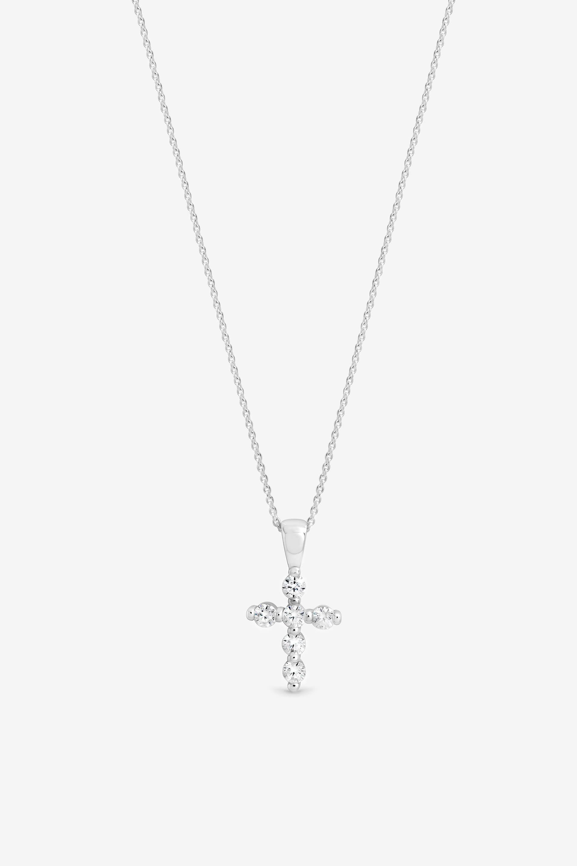 Simply Silver Simply Silver Women's 925 Sterling Silver Cubic Zirconia Cross Necklace - Gift Pouch