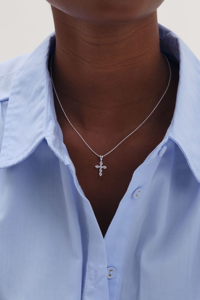 Simply Silver Simply Silver Women's 925 Sterling Silver Cubic Zirconia Cross Necklace - Gift Pouch - 3