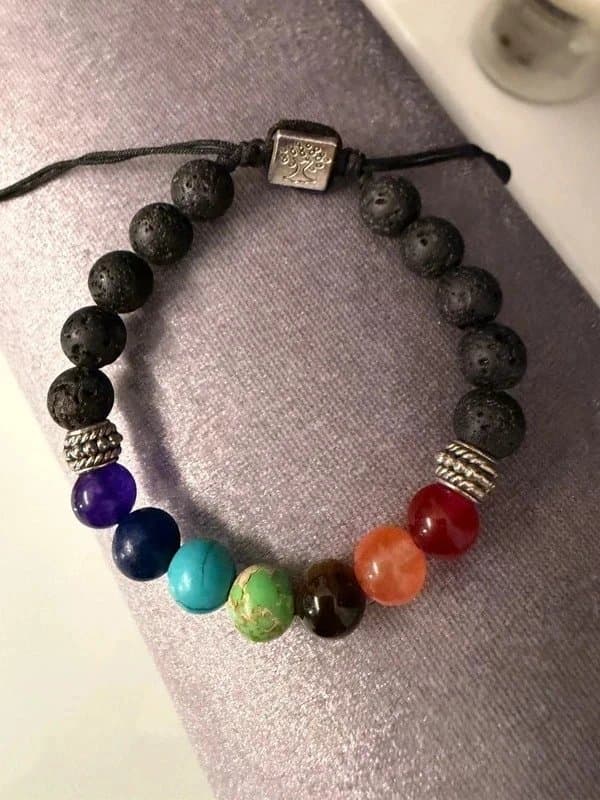 chakra bracelet NEW Tree o Life chakra multi colour bead black rope extendable adjustable protect bracelet adult kid