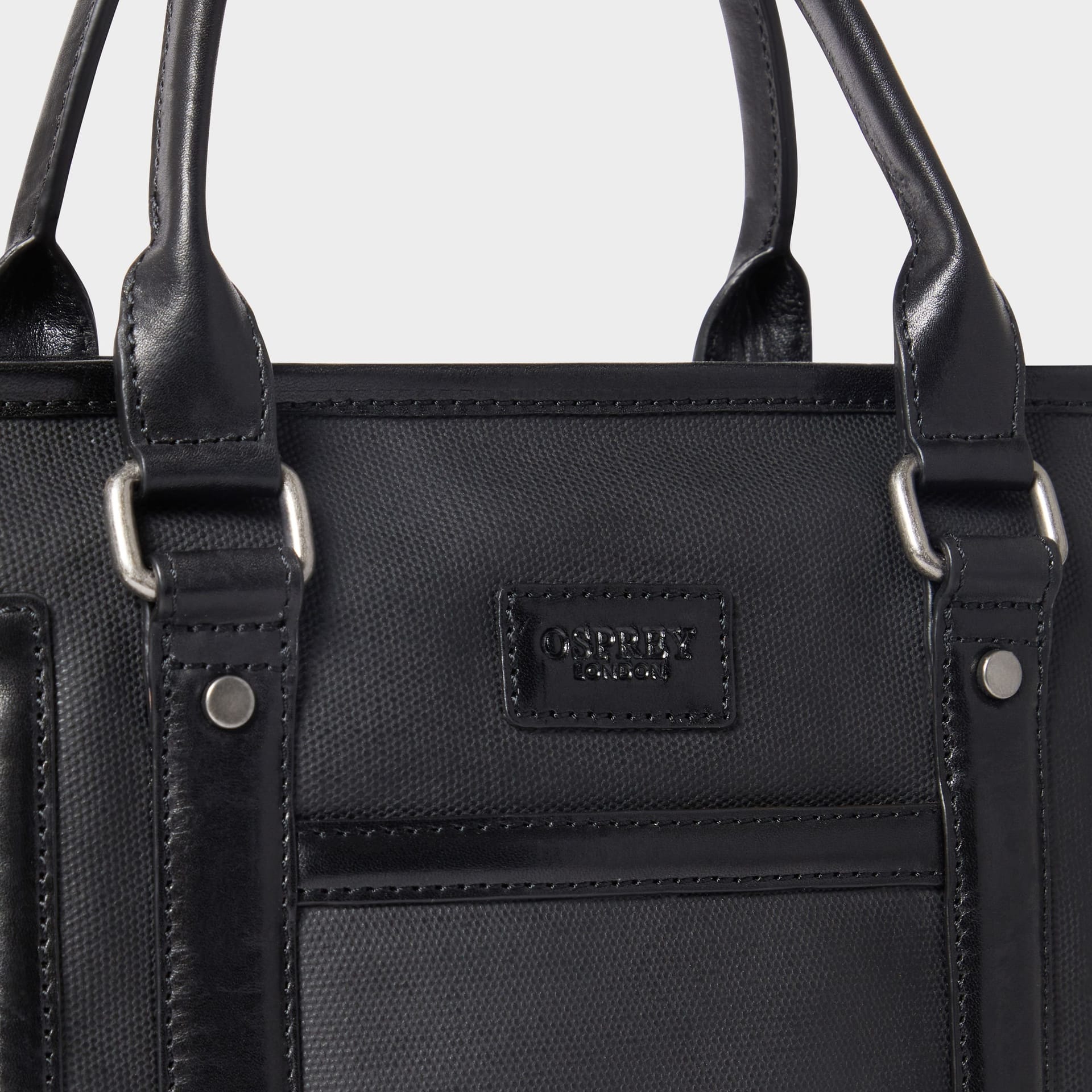 OSPREY LONDON OSPREY LONDON Men's The Frontline Small Waxed Canvas & Leather Workbag in Black - 4